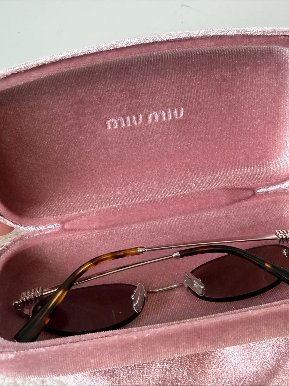 MIU MIU oval brown and silver sunglasses